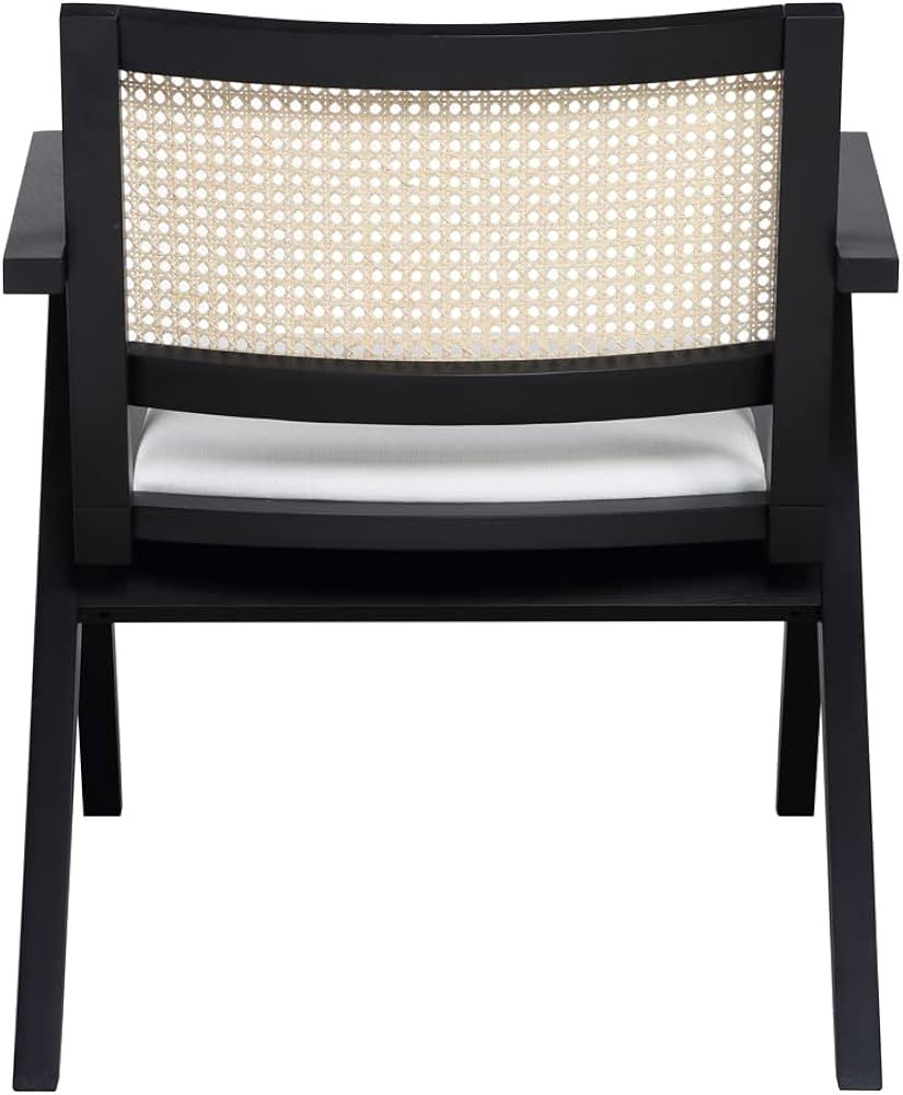 SAFAVIEH Couture Home Collection Krystine Coastal Black Rattan Back Living Room Dining Accent Cha... | Amazon (US)