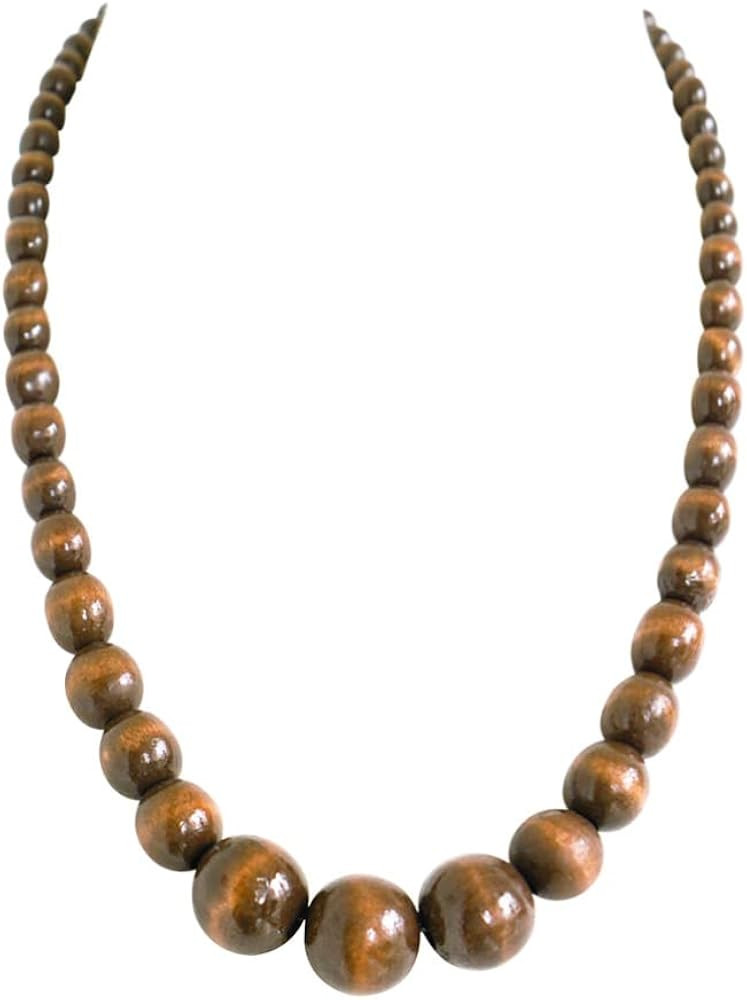 Xianli Wang Natural Wood Beads Necklace for Men Women Wooden Chain Unisex Chunky Bead Necklaces | Amazon (US)