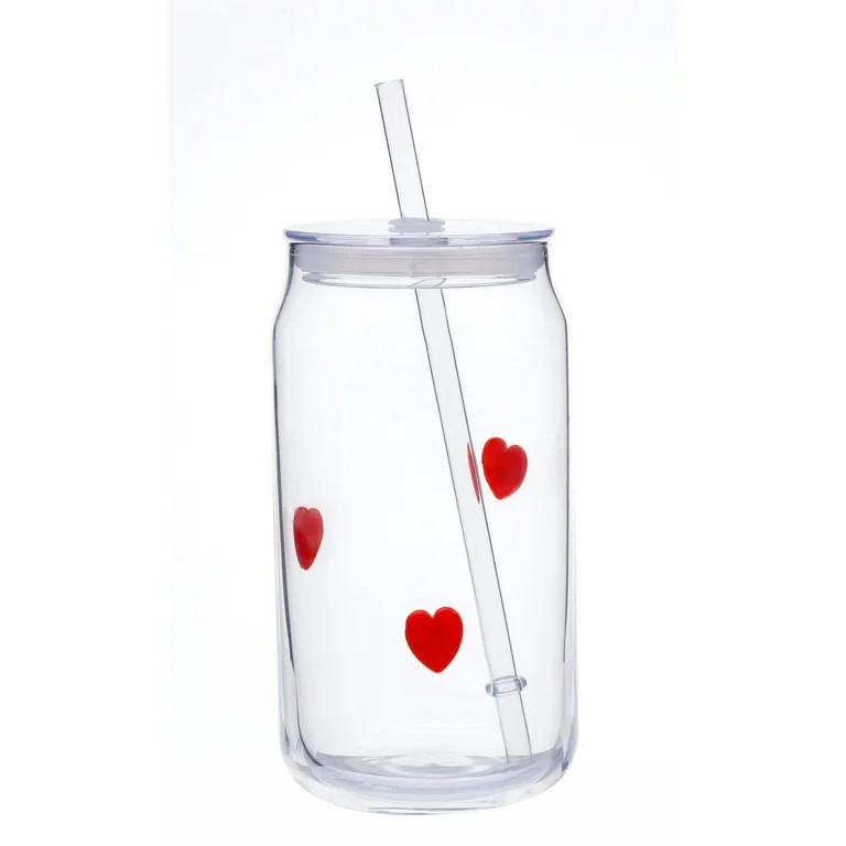 Mainstays Heart Charm Can Glass Sipper | Walmart (US)