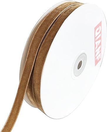 QIANF Vintage Khaki Velvet Ribbon, 3/8 Inch X 25Yd | Amazon (US)