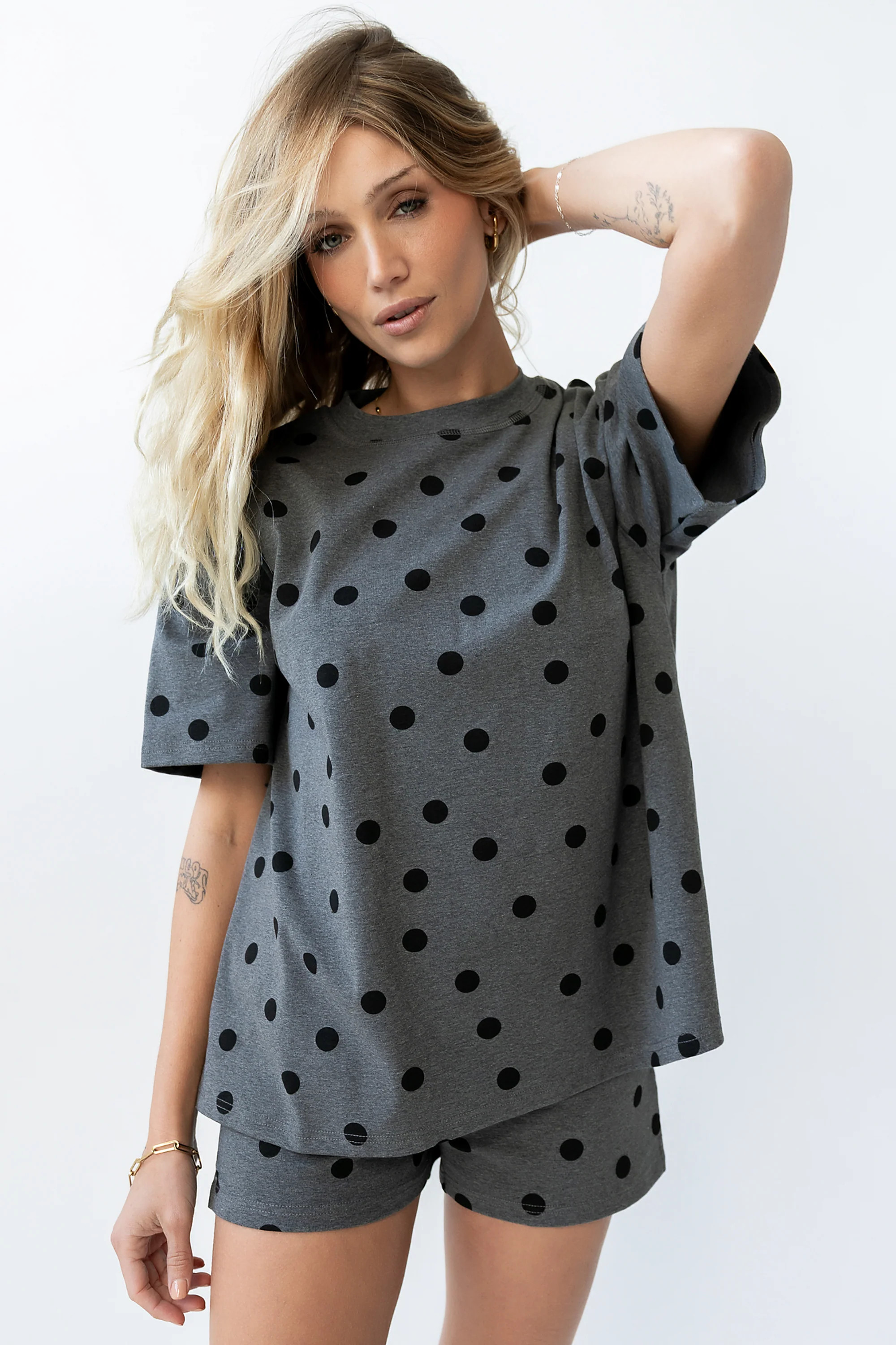 James Polka Dot Tee in Charcoal - FINAL SALE | Böhme US