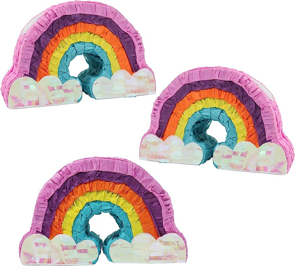 GIFTEXPRESS 3PC 8”x5” Mini Rainbow Pinatas for Kids Birthday Party, Gender Reveal Party, Cinc... | Amazon (US)