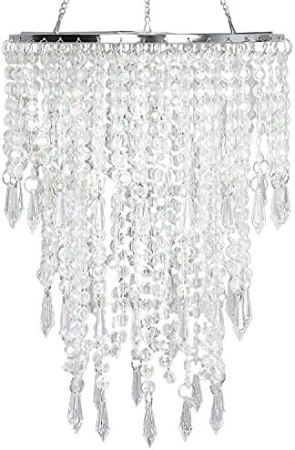 Cioceen Acrylic Chandelier Shade, Ceiling Light Shade Beaded Pendant Lampshade with Crystal Beads... | Amazon (US)