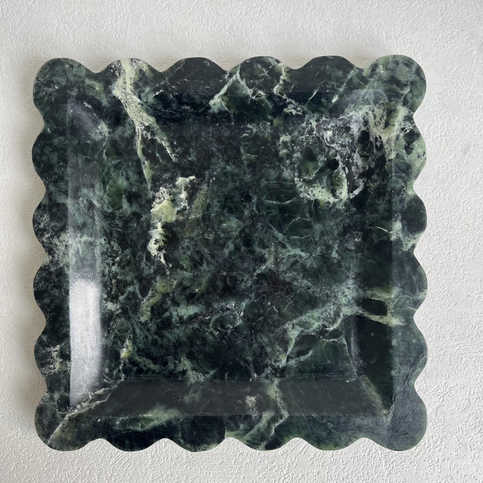 Vintage Natural Marble Tray Small Ornaments Scalloped Tray Handmade Storage Dish for Counter, Van... | Amazon (US)