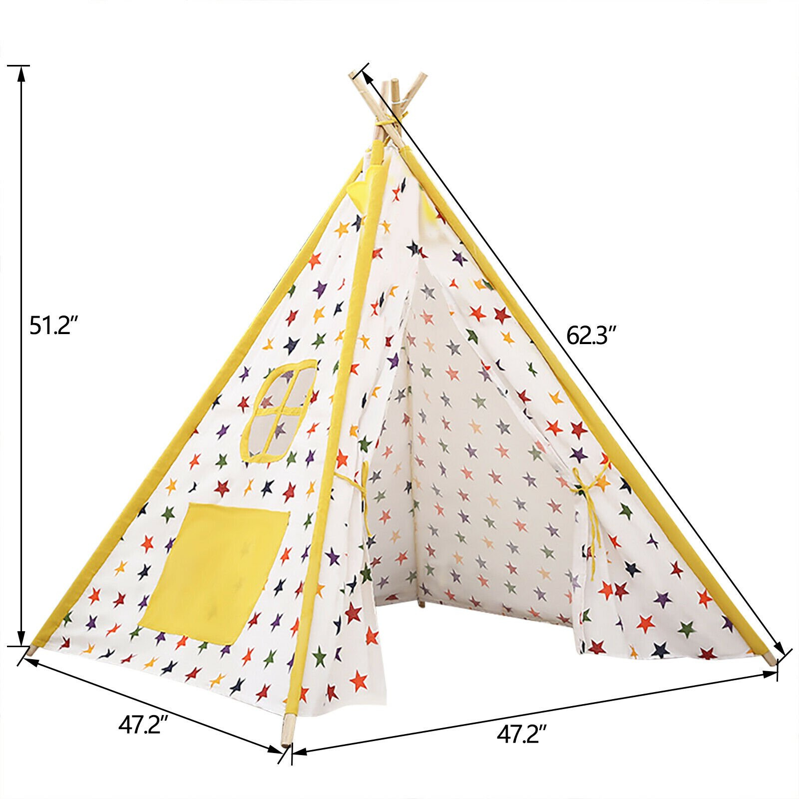 LELINTA Large 51"x47"x47" Teepee Tent for Kids - Tepee Play Tent Indoor and Outdoor Portable - Pl... | Walmart (US)