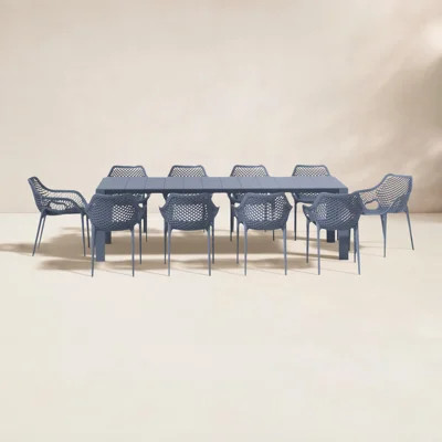 Farrah Rectangular Extendable Plastic 11-Piece Patio Dining Set | Wayfair North America