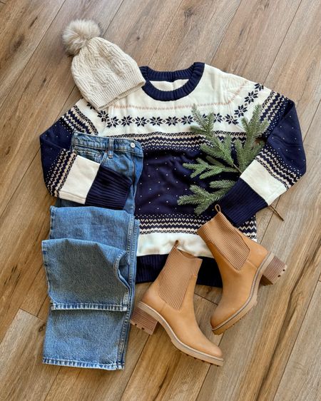Christmas outfit. Winter outfit. Winter boots. Jeans. Cozy sweater. Amazon fashion.

#LTKxPrime #LTKHoliday #LTKSeasonal
