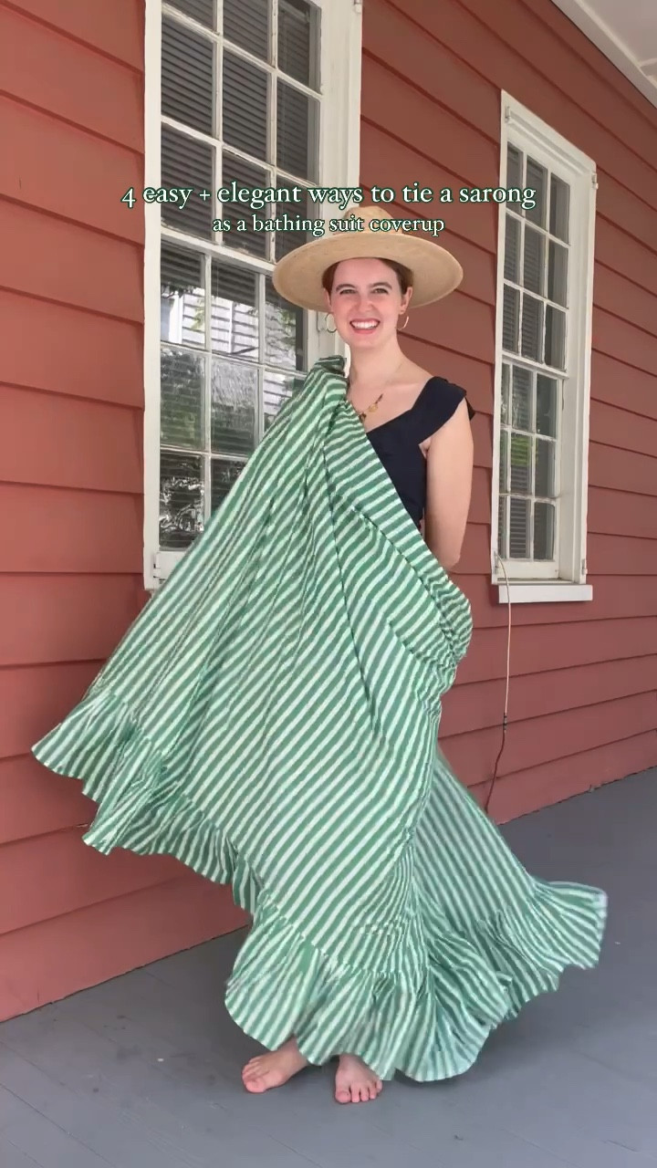This hat and these sarongs are made of such high-quality, natural materials—I can’t wait to wear them for many years! My bathing suit is four years old from Old Navy; I’ve found that their swimwear lasts through a lot of wear and tear at a wonderful budget price. / summer / swim / coverup / sun hat / straw hat / gold hoops / black bathing suit 

#LTKSwim #LTKSummerSales #LTKVideo