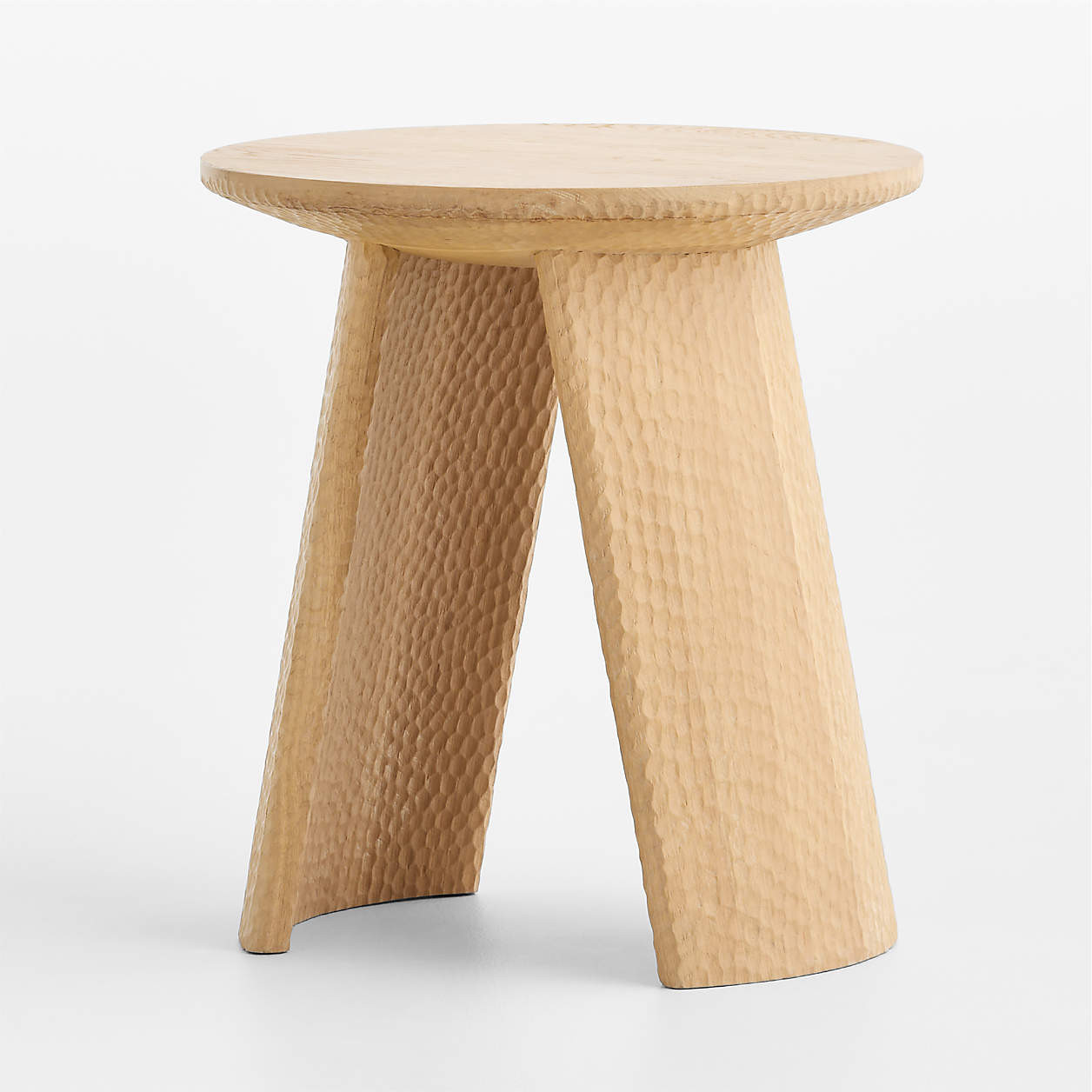 Canberra Carved White Oak 20" Side Table | Crate & Barrel | Crate & Barrel