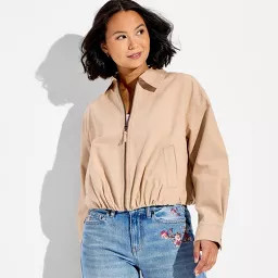 Women's Bubble Hem Canvas Jacket - Wild Fable™ Tan S | Target