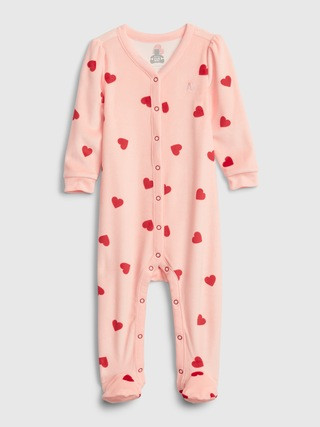 Baby Velour Print Footed One-Piece | Gap (US)