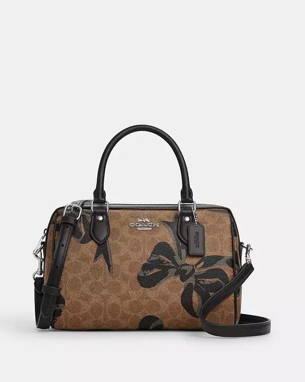 Rowan Satchel Bag In Signature Canvas With Bow Print | Coach Outlet US