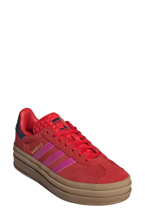 adidas Gazelle Bold Platform Sneaker in Red/lucid Fuchsia/indigo at Nordstrom, Size 10.5 | Nordstrom