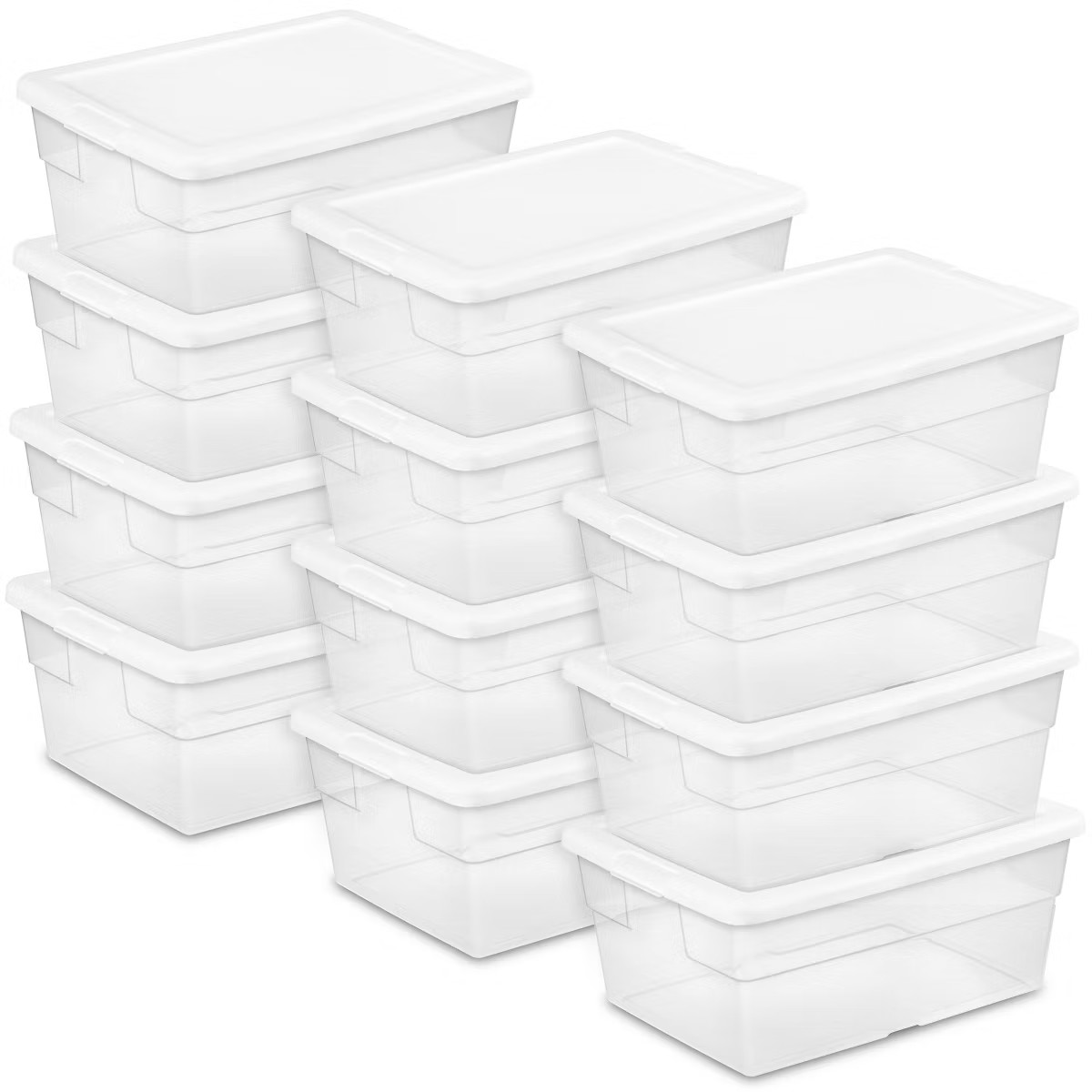 Sterilite 12 Pack 16 Qt Stackable Storage Box, Clear Plastic Snap-On Lid Bins | Target
