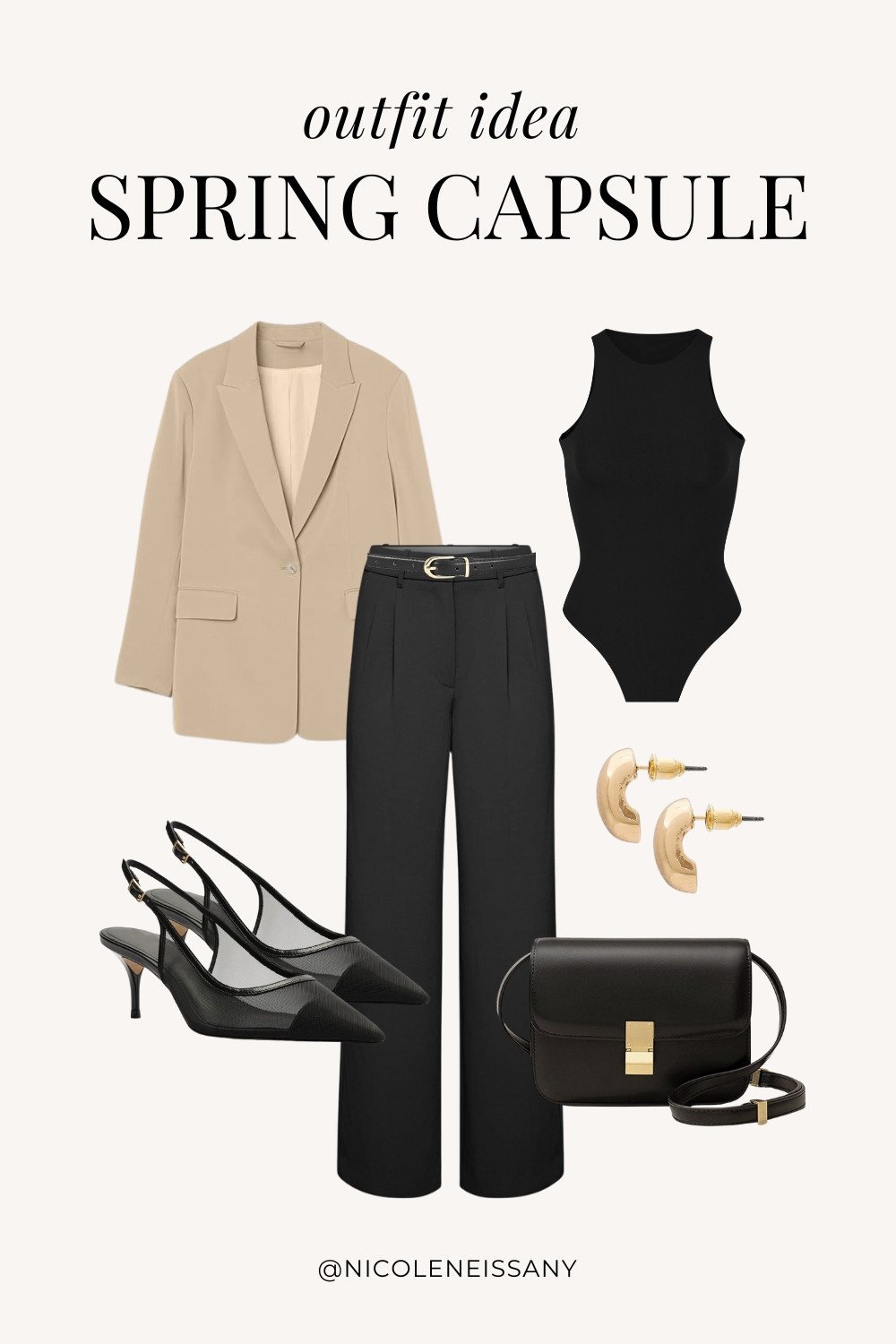 Spring outfit idea featuring my 2025 Spring Capsule Wardrobe staples | casual spring outfit, spring brunch outfit, spring date night outfit, spring date outfit, elevated casual spring outfit, spring work outfit, spring office outfit, casual spring outfit idea, spring outfits, spring shoes, 2025 spring trends, 2025 spring fashion trends, neutral capsule wardrobe, minimalist capsule wardrobe | blazer, spring jacket, spring outerwear, sleeveless bodysuit, tailored pants, slingback heels, slingback kitten heels, mesh heels, sheer heels, gold teardrop earrings

#LTKSpring 

 

#LTKPetite #LTKTravel #LTKSaleAlert #LTKShoeCrush #LTKWorkwear #LTKFindsUnder100 #LTKStyleTip #LTKFindsUnder50 #LTKSeasonal