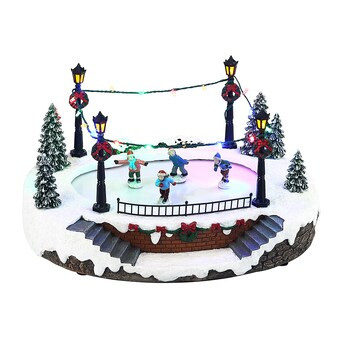 Carole Towne Ct Callie Pond Lighted Musical Village Scene | Lowe's