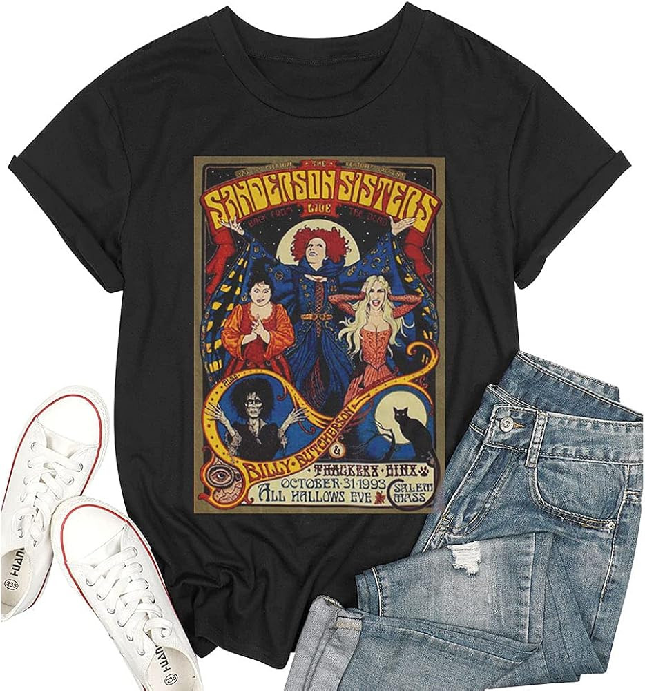T&Twenties Halloween Shirt for Women Hocus Pocus Casual Tee Shirt Funny Sanderson Sisters Graphic... | Amazon (US)