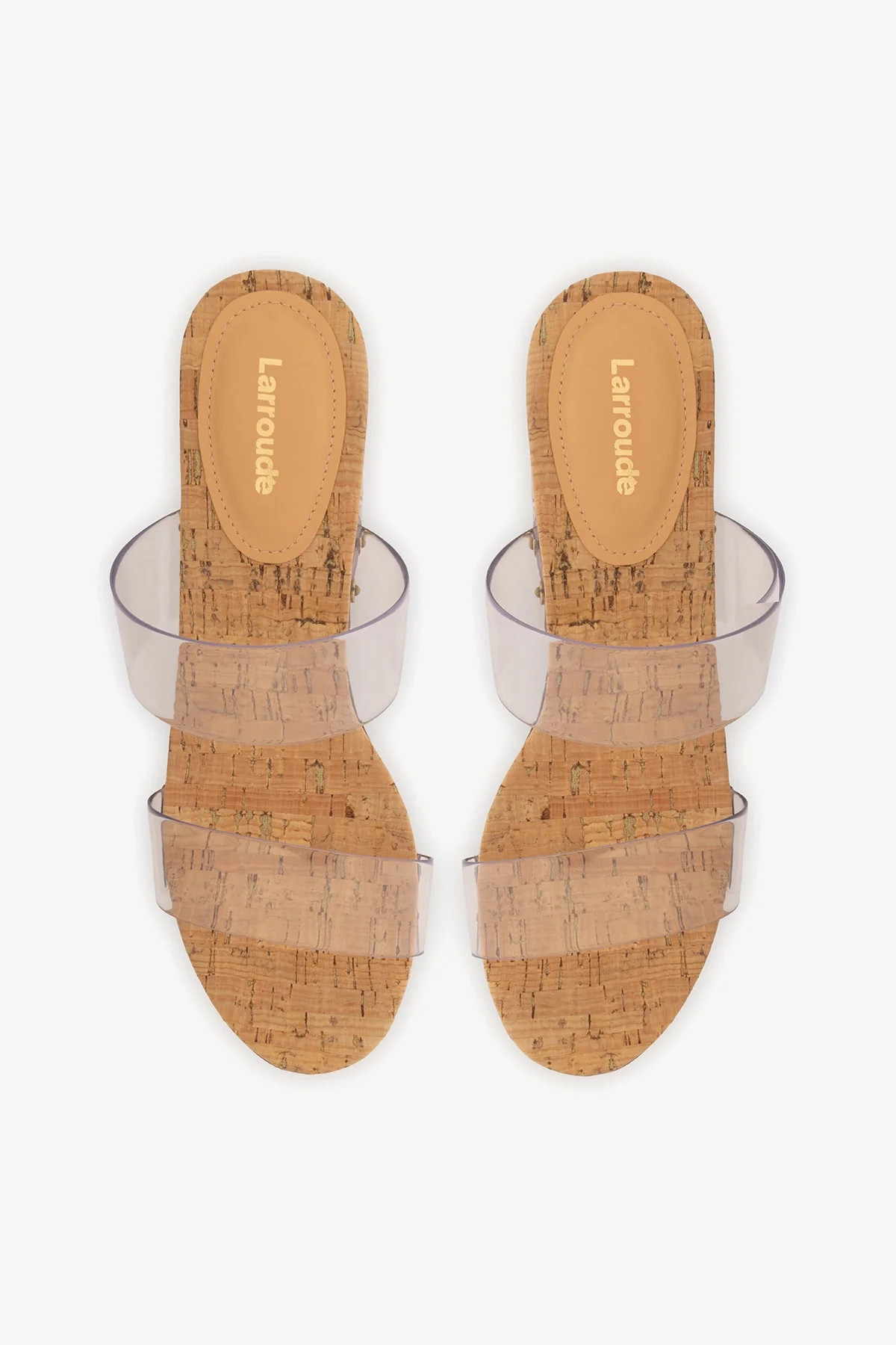 Miso Clear Platform Sandal In Clear Vinyl and Natural Cork | Larroude