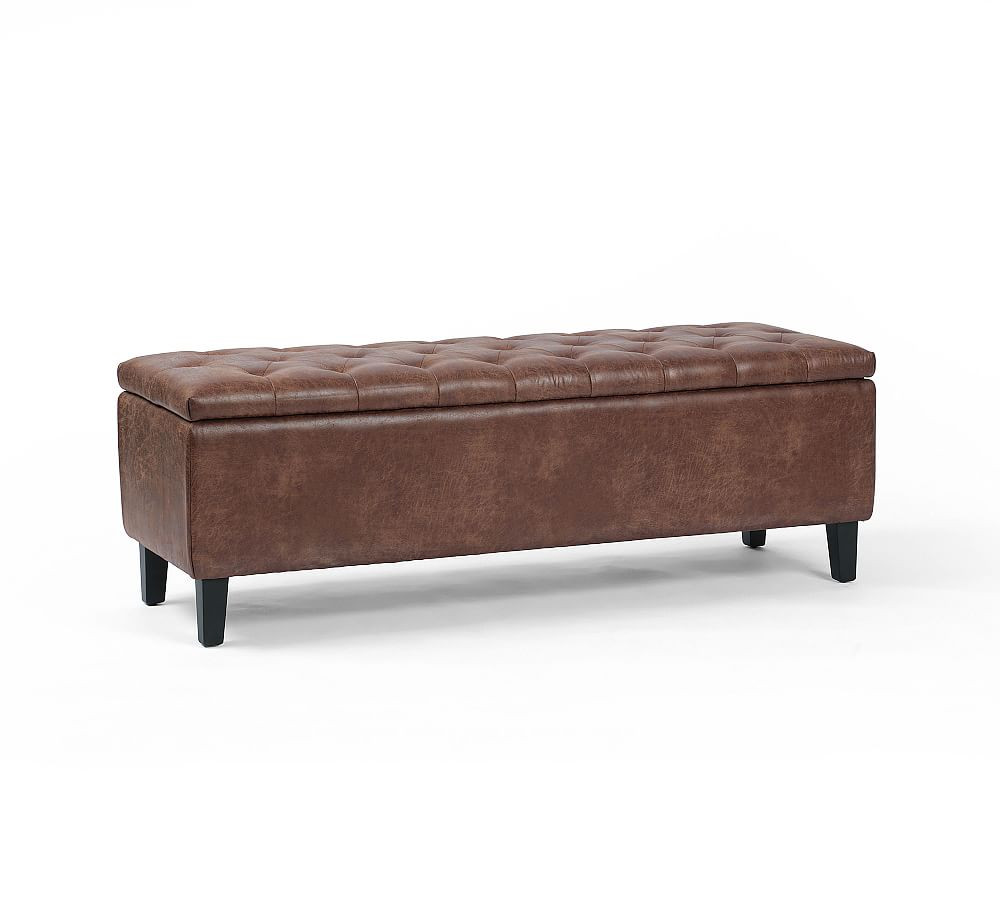 Jay Tufted Leather Storage Bench (55") | Pottery Barn (US)