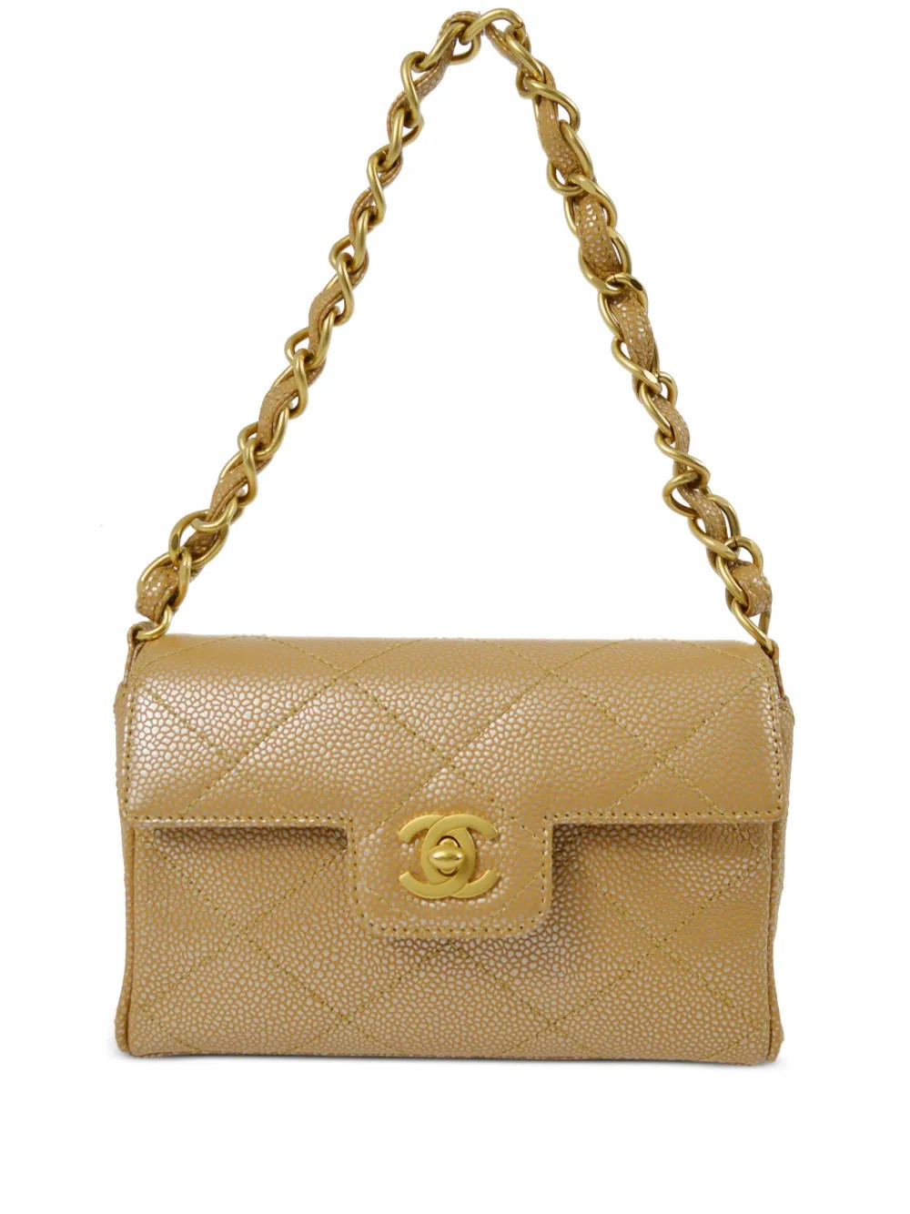 CHANEL Pre-Owned 2000 CC turn-lock diamond-quilted shoulder bag - Neutrals | Farfetch Global