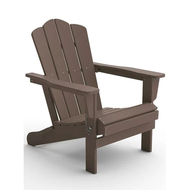 VOUA Folding Adirondack Chair Resin Outdoor Patio Furniture, Brown - Walmart.com | Walmart (US)