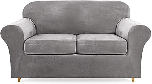 Lamberia High Stretch Sofa Cover for 2 Cushion Couch Loveseat Cover 3 Pieces Thick &Washable Plus... | Amazon (US)