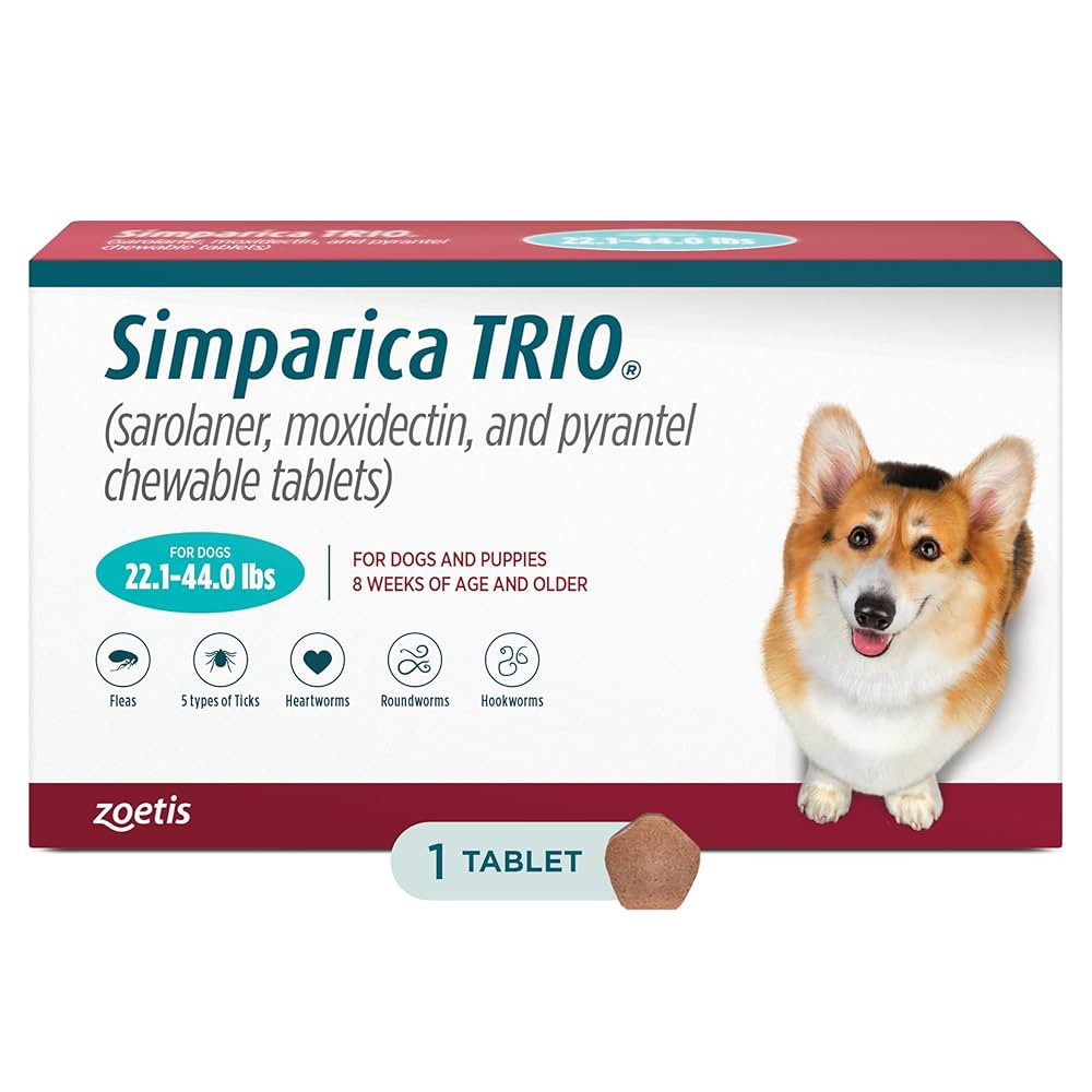 Simparica Trio (sarolaner, moxidectin, and pyrantel chewable Tablets) Chewables for Dogs, 24 mg/t... | Amazon (US)