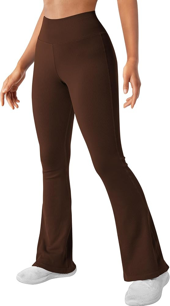 SUUKSESS Women Ribbed Seamless Flare Leggings Bootcut High Waist Yoga Pants | Amazon (US)