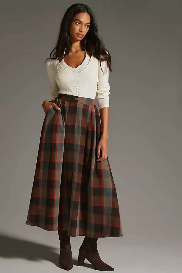 Mare Mare x Anthropologie Full Plaid Skirt By Mare Mare in Assorted Size XS | Anthropologie (US)