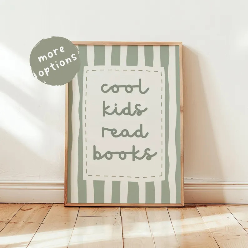 Cool Kids Read Books, Nursery Quote Print, Modern Boys Poster, Toddler Bedroom, Playroom Decor, S... | Etsy (Global)