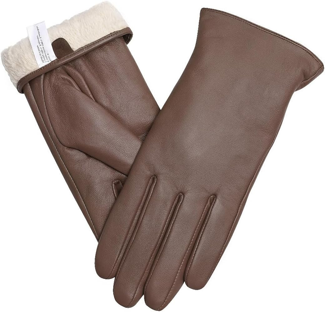 Orrpally Women Leather Gloves Touch Screen Texting Driving Gloves Winter Leather Warm Gloves | Amazon (US)