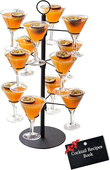 Cocktail Tree Stand, Metal Drink Tower, 3 Tier - 12 Holders For Champagne, Martini, Margarita Cup... | Amazon (US)