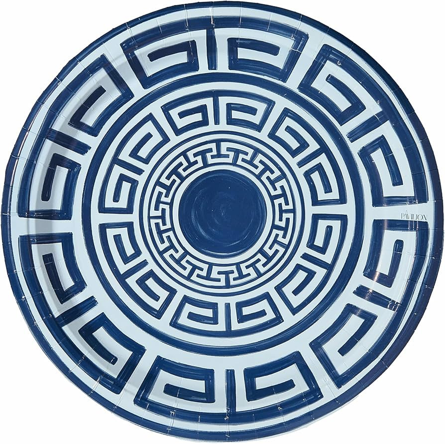 Santorini Key Disposable Paper Party Dinner Plates, 10.5 inch, Navy and Sky Design, Set of 8 | Amazon (US)