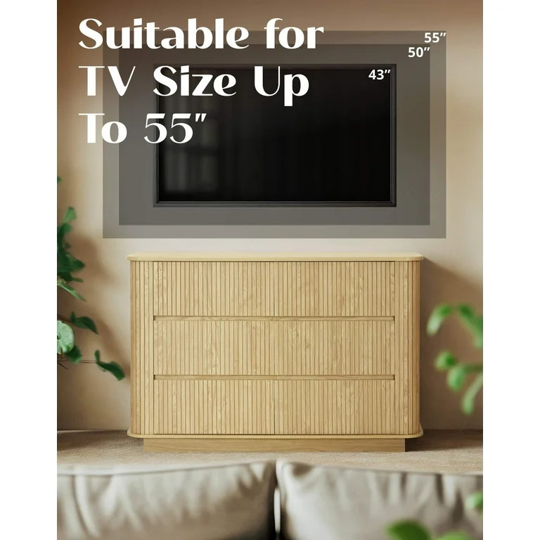 Putuo Decor 47.2" 6 Drawer Dresser, Fluted Wood Chest for Bedroom, Closet or TV Stand, Natural | Walmart (US)