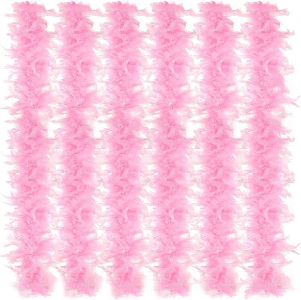 6 Pcs Wedding Feather Boa 2.19 yd Turkey Chandelle Feather Boas Bulk Outfit Party Decors for Wome... | Amazon (US)