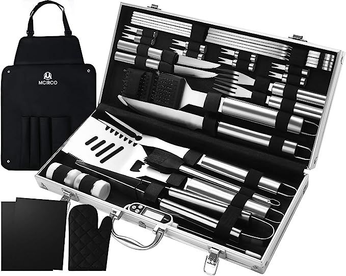 M MCIRCO 32PCS BBQ Grill Tools Set,Stainless Steel Grilling Accessories with Case, Storage Apron,... | Amazon (US)