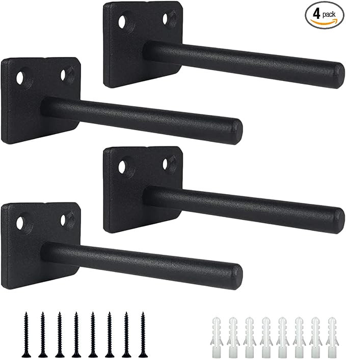 Floating Shelf Brackets 4 Inch Heavy Duty Hidden Shelving Brackets for Floating Wood Shelves Hard... | Amazon (US)