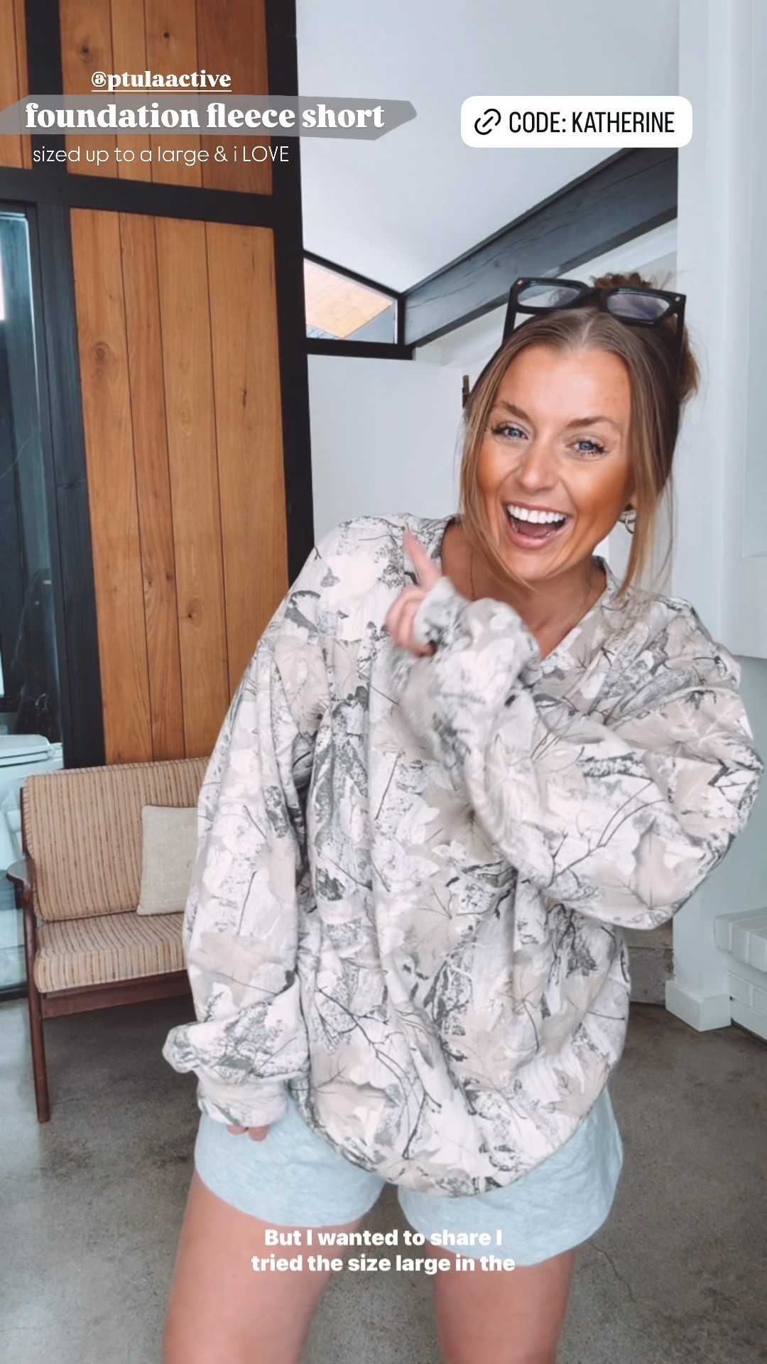 these foundation fleece sweat shorts are the perfect grey lounge short! use code "katherine" to save 10% off sitewide on ptula.com ✨🫶🏼

i think sizing up if you're on the curvier side is the right choice - the medium didn't offer me as much room through the hips & i wanted these to be extra comfy to sleep in. 

wearing a size large in the shorts & an XL in the camo pullover sweatshirt 

#LTKActive #LTKootd #LTKmomlife
