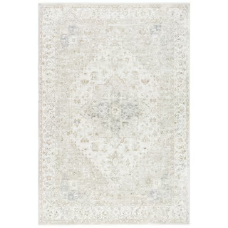 April 8 ft. x 10 ft. Ivory/Sage Medallion Floral Area Rug | The Home Depot