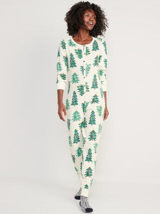 Matching Printed Thermal-Knit One-Piece Pajamas for Women | Old Navy (US)
