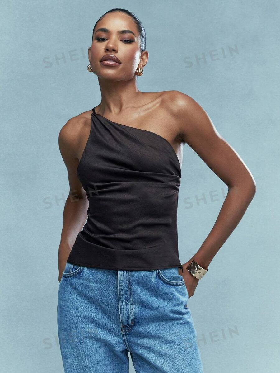 MISSGUIDED Asymmetric Satin One Shoulder Backless Top | SHEIN