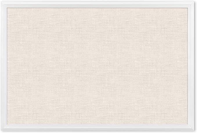 U Brands Farmhouse Linen Bulletin Board, 30 x 20 Inches, White Wood Frame (2074U00-01) | Amazon (US)