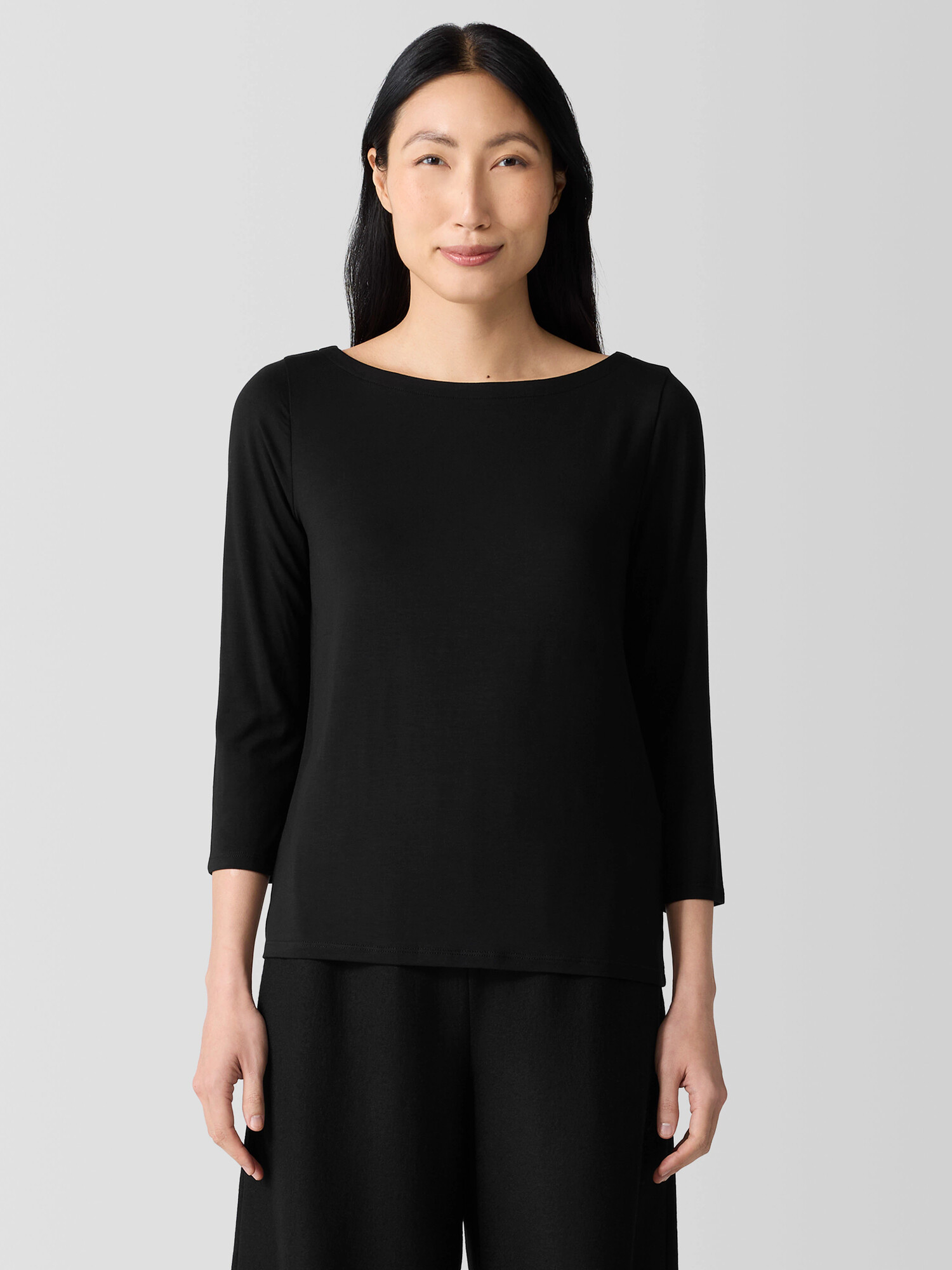 Fine Jersey Bateau Neck Top | Eileen Fisher