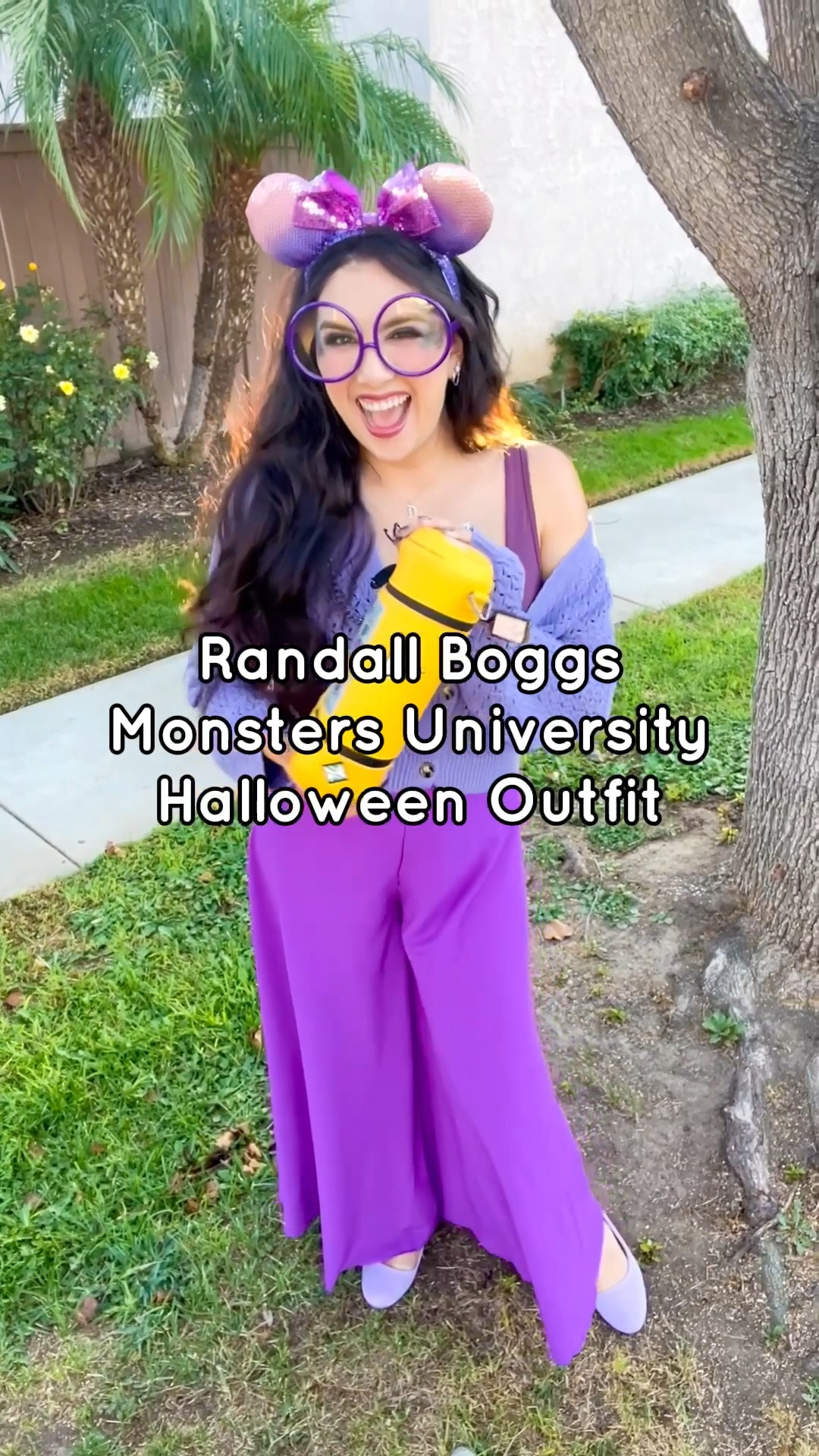💁🏻‍♀️Bringing a little Monsters University fun into my Halloween look this year 💜

🤭This Randall Boggs–inspired outfit mixes cozy and creative — with wide-leg flowy pants, a matching sports bra, and a cropped knitted cardigan. I added purple glasses and colorful makeup for that playful, scale-like vibe. 

🎃 It’s an easy, comfy look that’s perfect for a casual costume day or Disney-inspired event.

Pixar style outfit, monsters university Randall Boggs Halloween costume idea, Randall Boggs Pixar bound, Disney costume inspo, Disney Halloween, purple ootd, makeup 

#LTKSeasonal #LTKHalloween #LTKBeauty