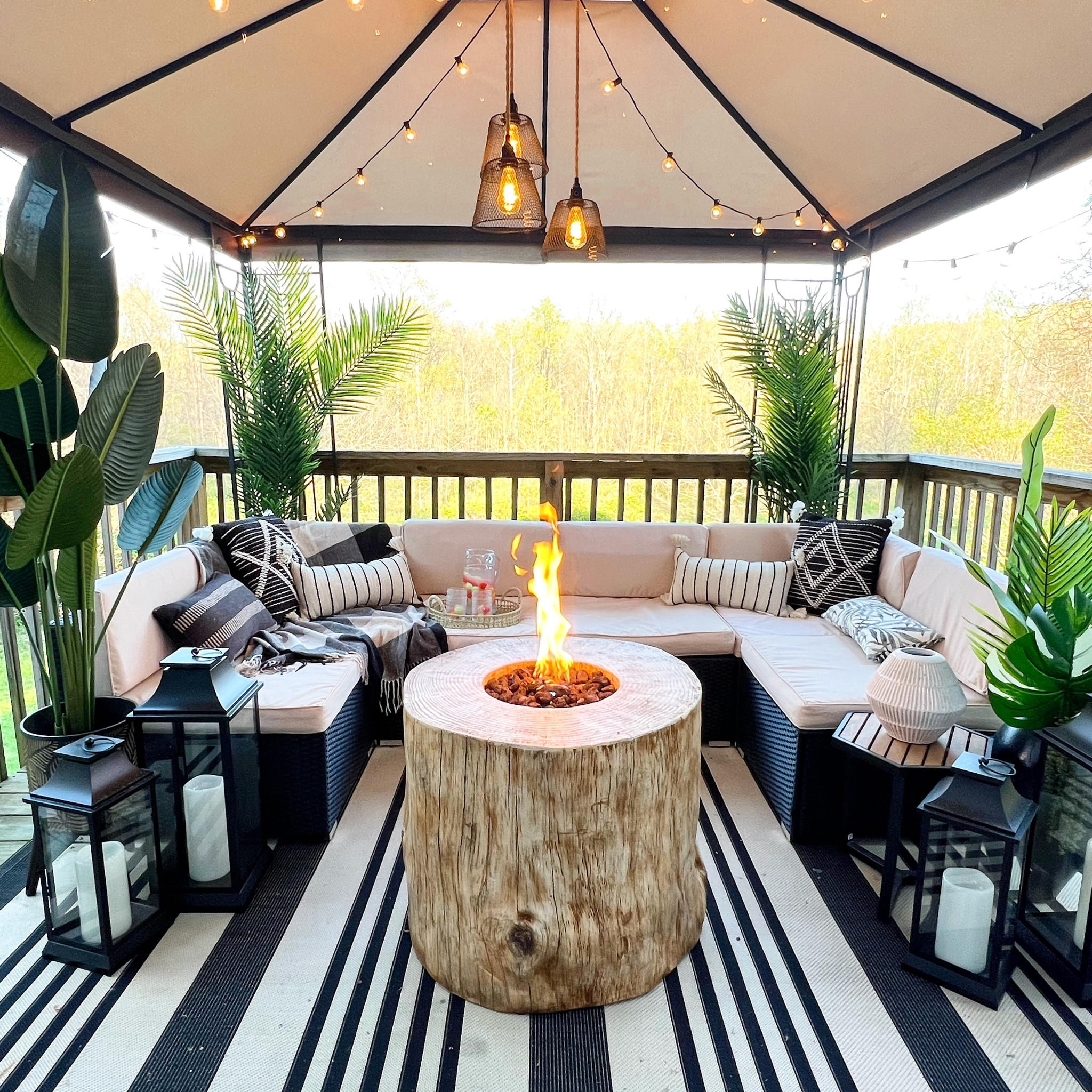 Patio refresh. Home refresh. Outdoor furniture. Outdoor fire pit. Faux plants. Lanterns. Outdoor living. Back deck. Patio decor  

#LTKfamily #LTKSeasonal #LTKhome