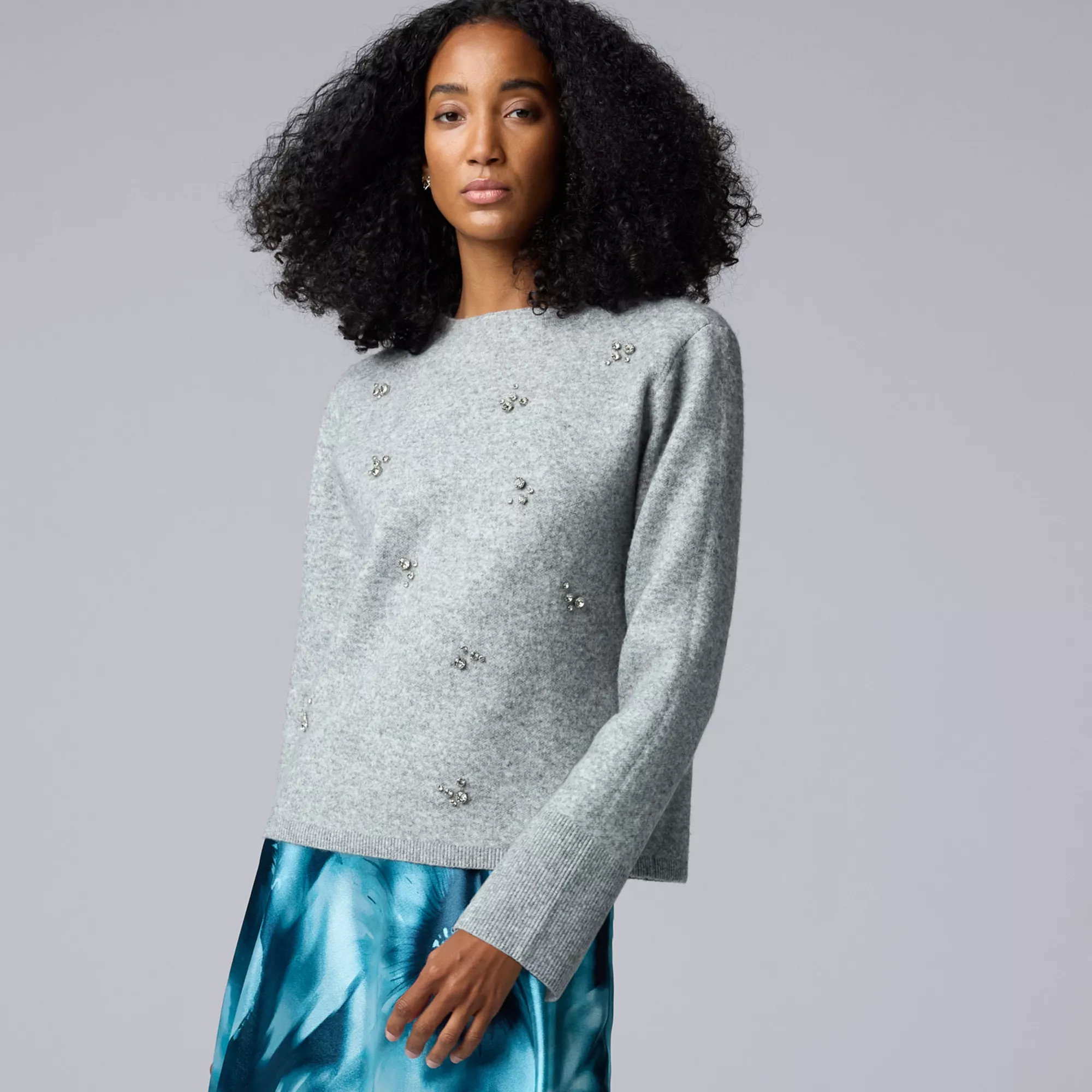 Women's Simply Vera Vera Wang Rhinestone Cluster Pullover | Kohl's