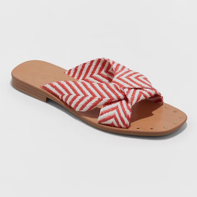 Women's Louise Chevron Print Knotted Slide Sandals - Universal Thread™ | Target
