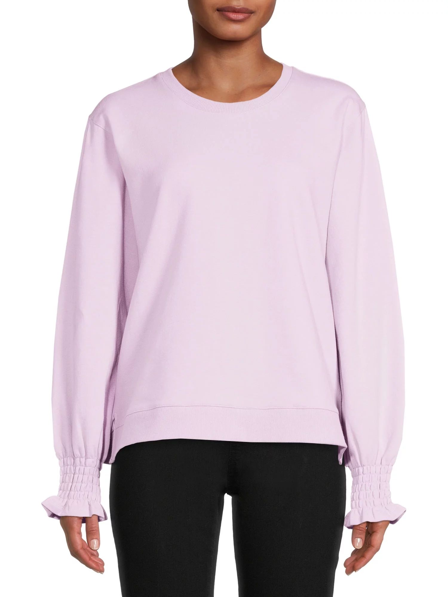 Time and Tru Women’s Smocked Cuff Sweatshirt | Walmart (US)