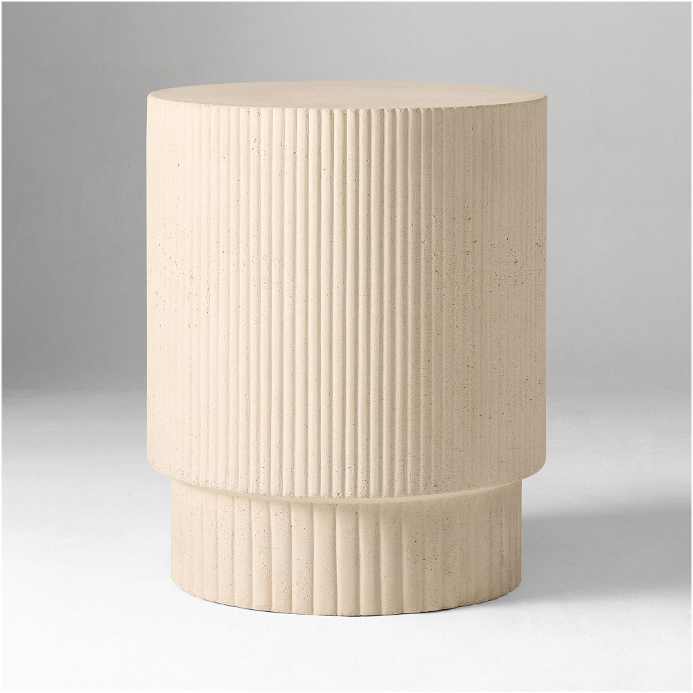 Fluted Concrete Indoor/Outdoor Side Table (16") | West Elm (US)