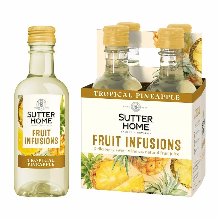 Sutter Home Fruit Infusions Tropical Pineapple California White Wine, 4 Pack, 187 ml Plastic Bott... | Walmart (US)